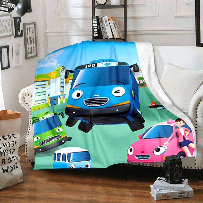 1pz Coperta il piccolo autobus Tayo Design Stampato, Coperta Leggera per Divano, Letto - Morbida e Calda, Regalo per Tutte le Stagioni come Natale, Halloween