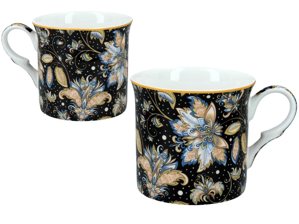 Komplet 4 Kubki Porcelanowe Moonlight Kwiaty Zestaw Kawowy Prezent