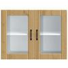 Wall Mounted Kitchen Cabinet with Glass Door Artisan Oak Wood Composite