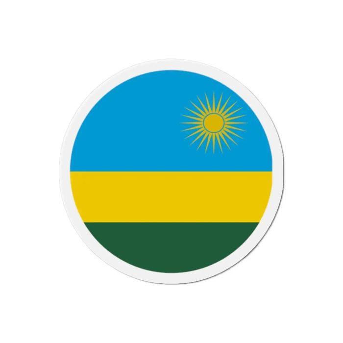 Aimant Rond - Multicolore - Drapeau Rwanda - 9 Cm - 50 Pièces - Résine Synthétique