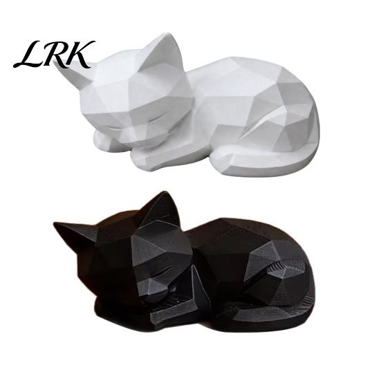 Nordic Style Cat Decoration Geometric Sleeping Figurine, 3D Printed Minimalist Statue, Statue Abstract Animal Sculpture for Desk Shelf Home