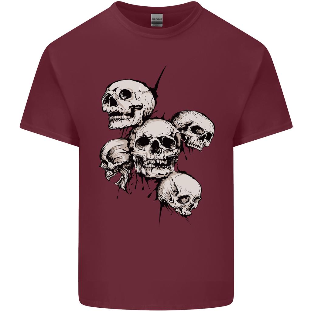 5 Skulls Demons Biker Gothic Heavy Metal Unisexs Light Cotton TShirt