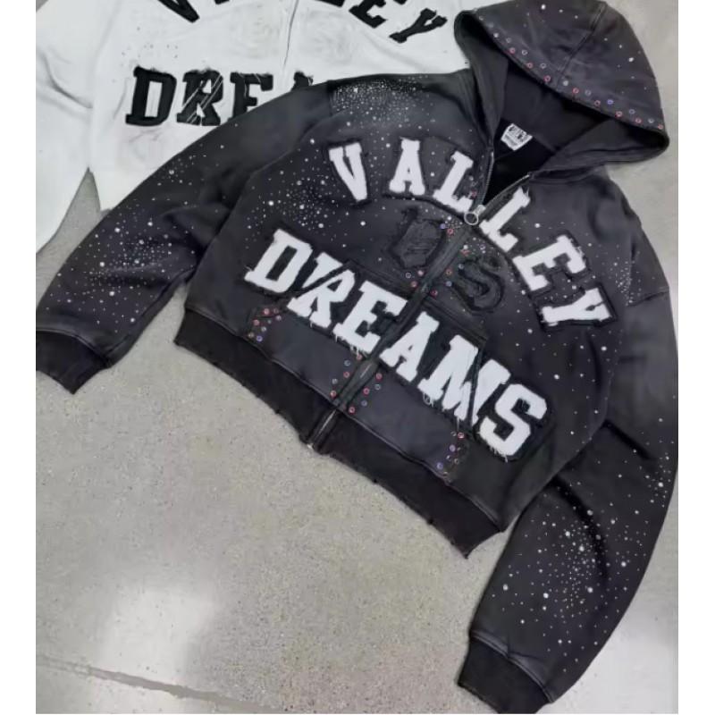 Unisex Y2K Streetwear Hooded Zip-Up Sweatshirt