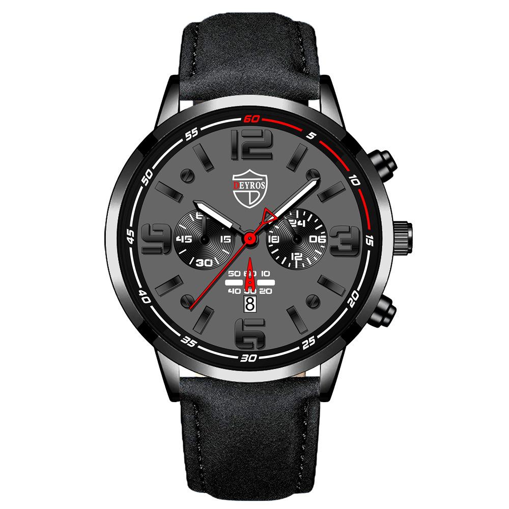 Fashion Men's Watch Fashion Leather Quartz Watch Large Dial Digital Watch Classic Business Watch Men's Calendar Watch Student Men's Watch
