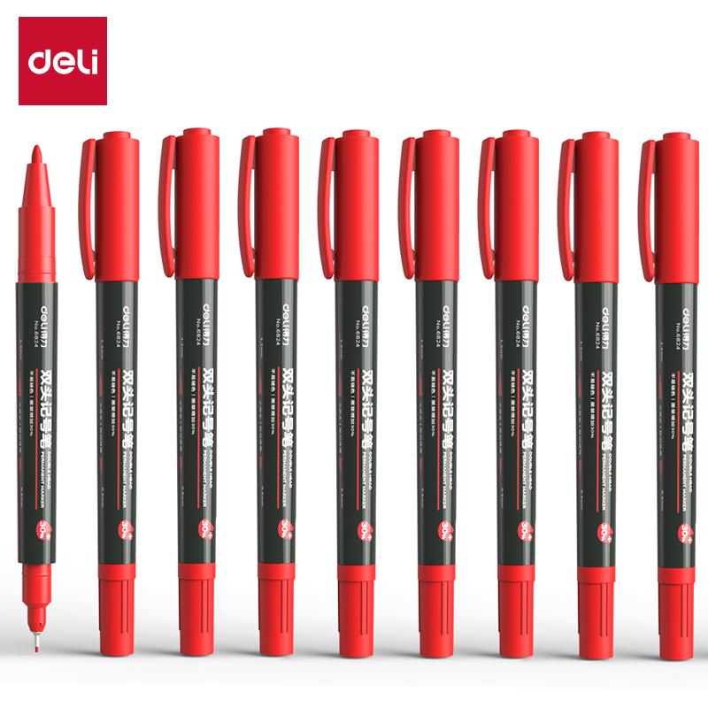 Набор двусторонних масляных маркеров Deli, 12 шт., тонкий/толстый, для рисования, скетчинга, контуров, маркировки CD, для студентов
