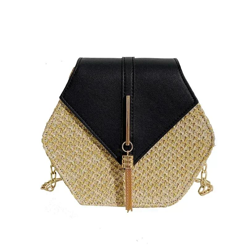 Women's straw bag with chain all-in-one bag popular new and elegant personality spring and summer