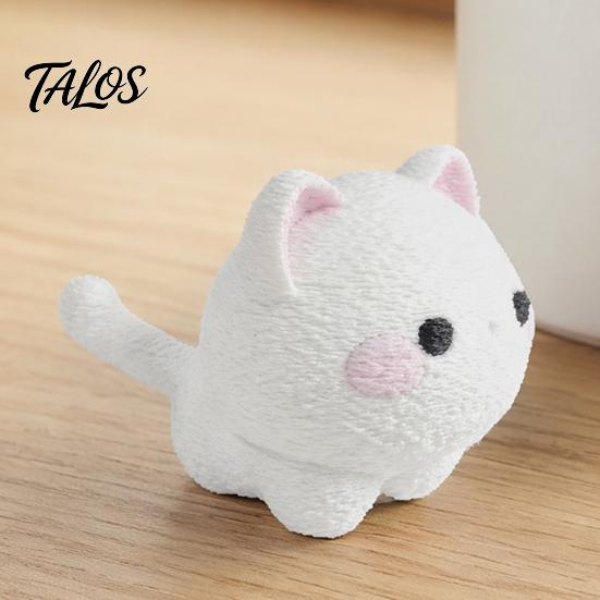 3D Printed Mini Cat Figurine, Cartoon White Kitten Decorative Statue, Modern Animal Sculpture for Desk Decoration, Gift for Pet Lovers