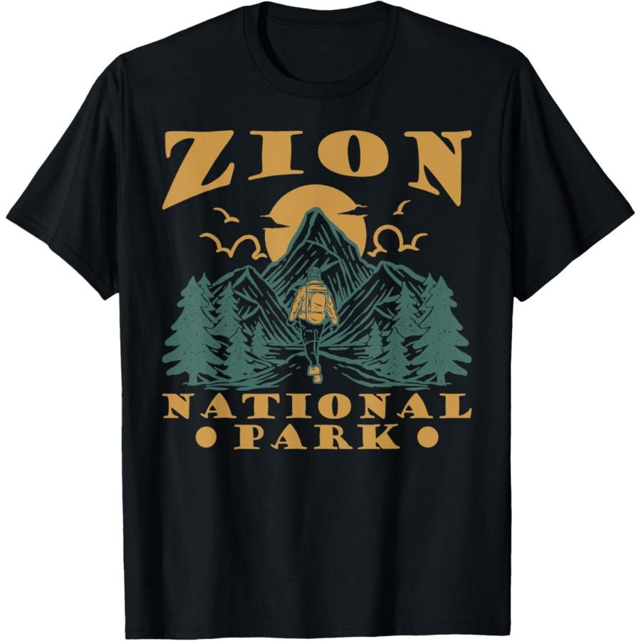 Zion National Park Hiker Adventure Mountain Sunset T-Shirt S