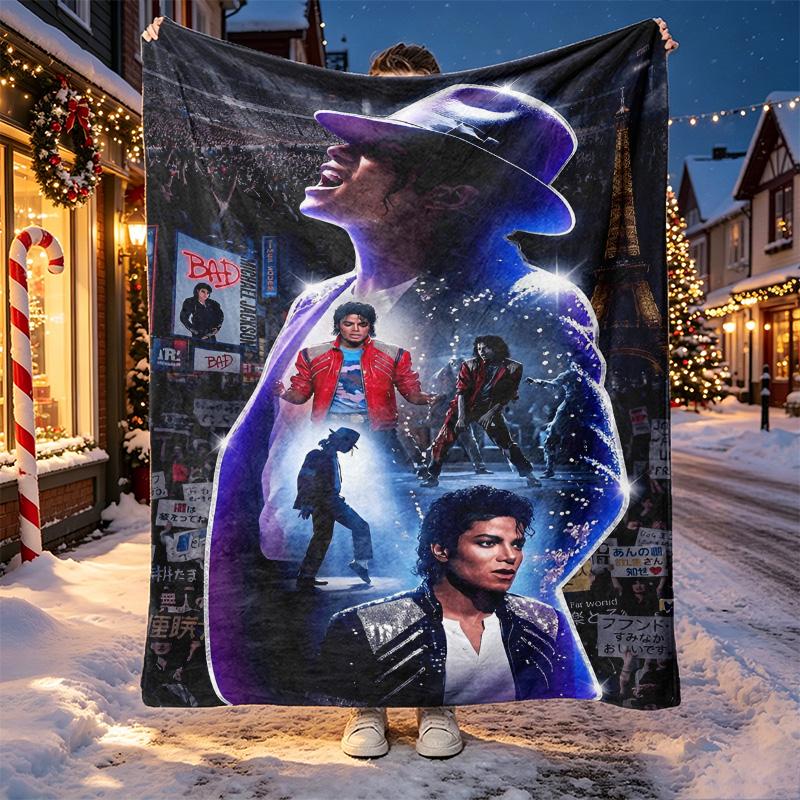 Michael Jackson Muster Decke für Heimdekoration, Bett, Sofa, Autoreise, Camping, Geeignet für Alle Jahreszeiten, Geburtstags-Weihnachtsgeschenk