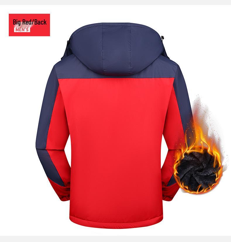 Men's Winter Fleece-Lined Windbreaker: Outdoor Windproof Warm Cotton Jacket, Plus Size for Mountaineering and Fishing.