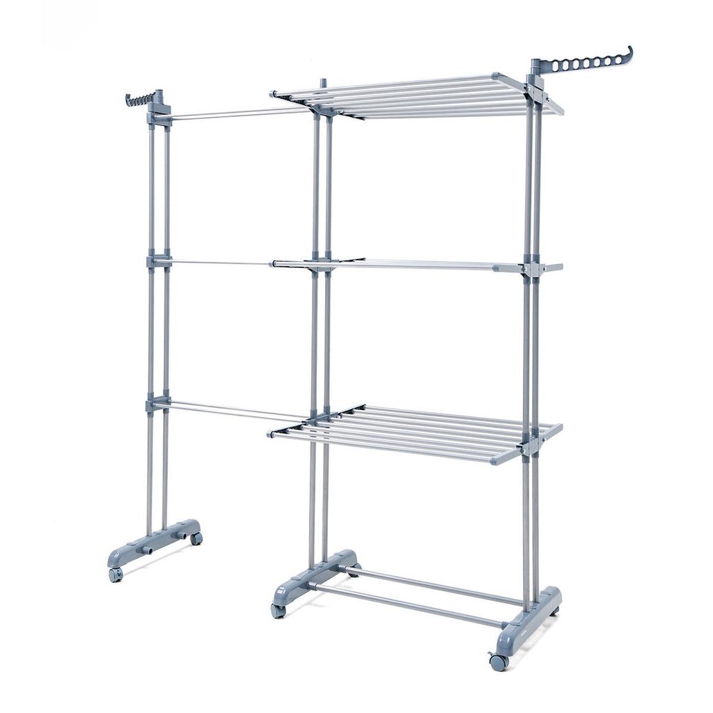 Foldable Vertical Extendable Clothes Drying Rack with Wheels Dolver XL InnovaGoods 30 Bars