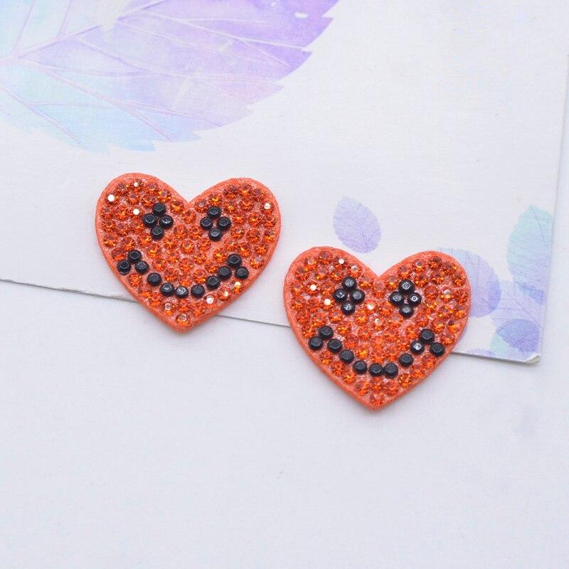 12Pcs/lots Diamond Smile Crystal Love Heart DIY Patches Rhinestone Stick-on Planar Scrapbooking  Accessories