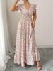 Summer Women's Printed Bohemian V-neck Waist Dress