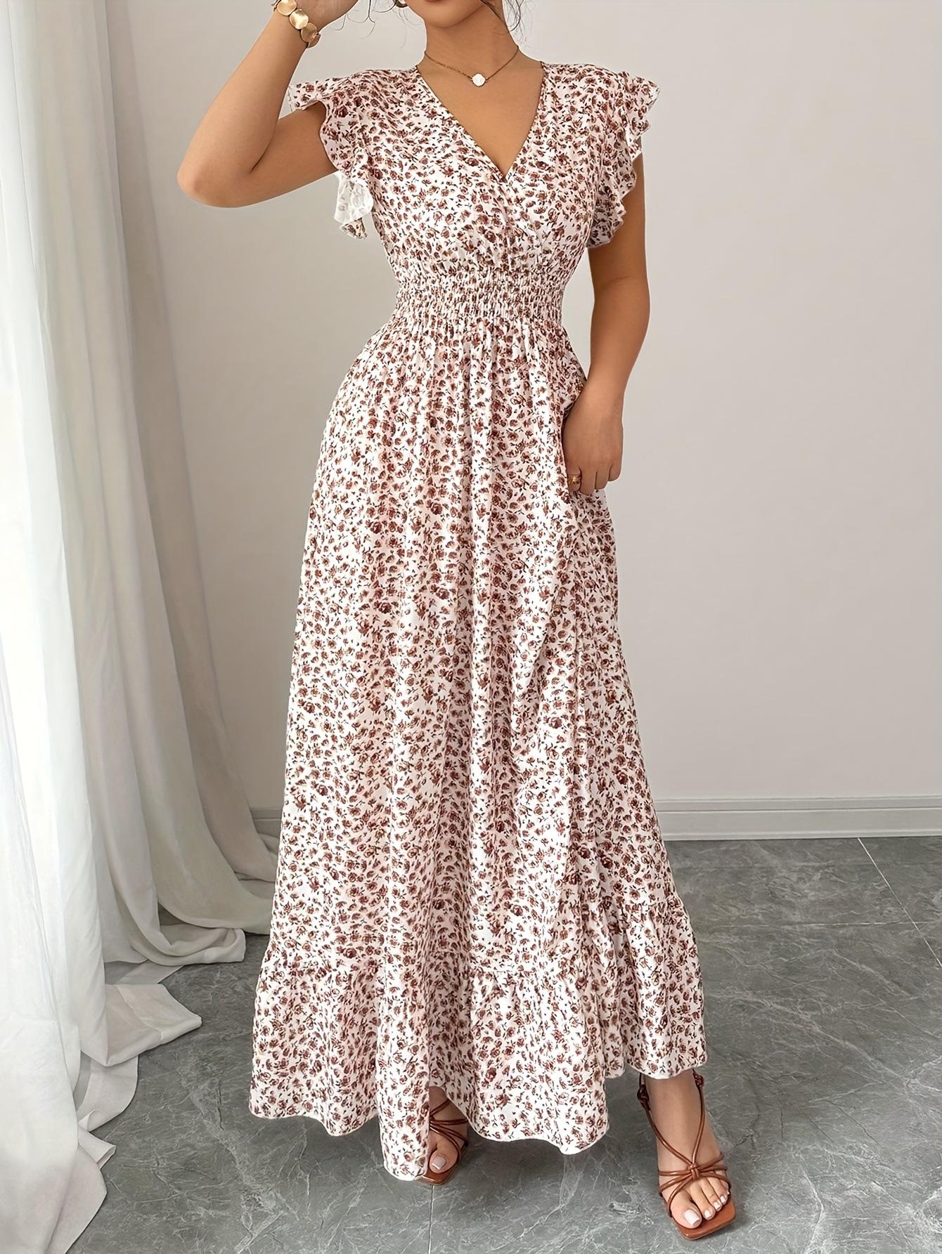 

Summer Women s Printed Bohemian V-neck Waist Dress XL білий