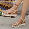 Fashion Summer Fashion Woven Wedge Sandals Women Comfort Ankle Strap Platform Walking Sandalias Mujer 2025 Casual Non Slip Beach Shoes