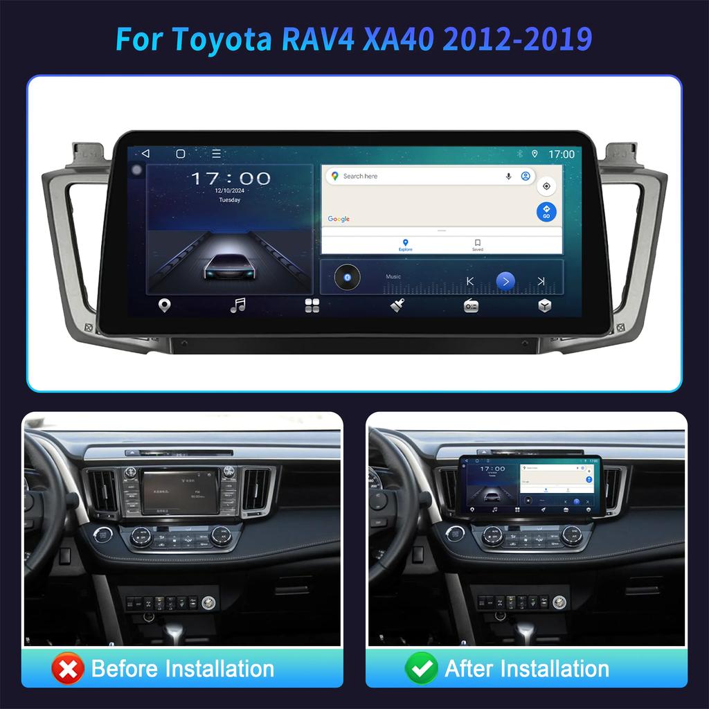 12.3" Android Car Radio Multimedia Navigation For Toyota RAV4 XA40 2012-2019 Wireless Bluetooth Carplay Touch Head Unit Screen