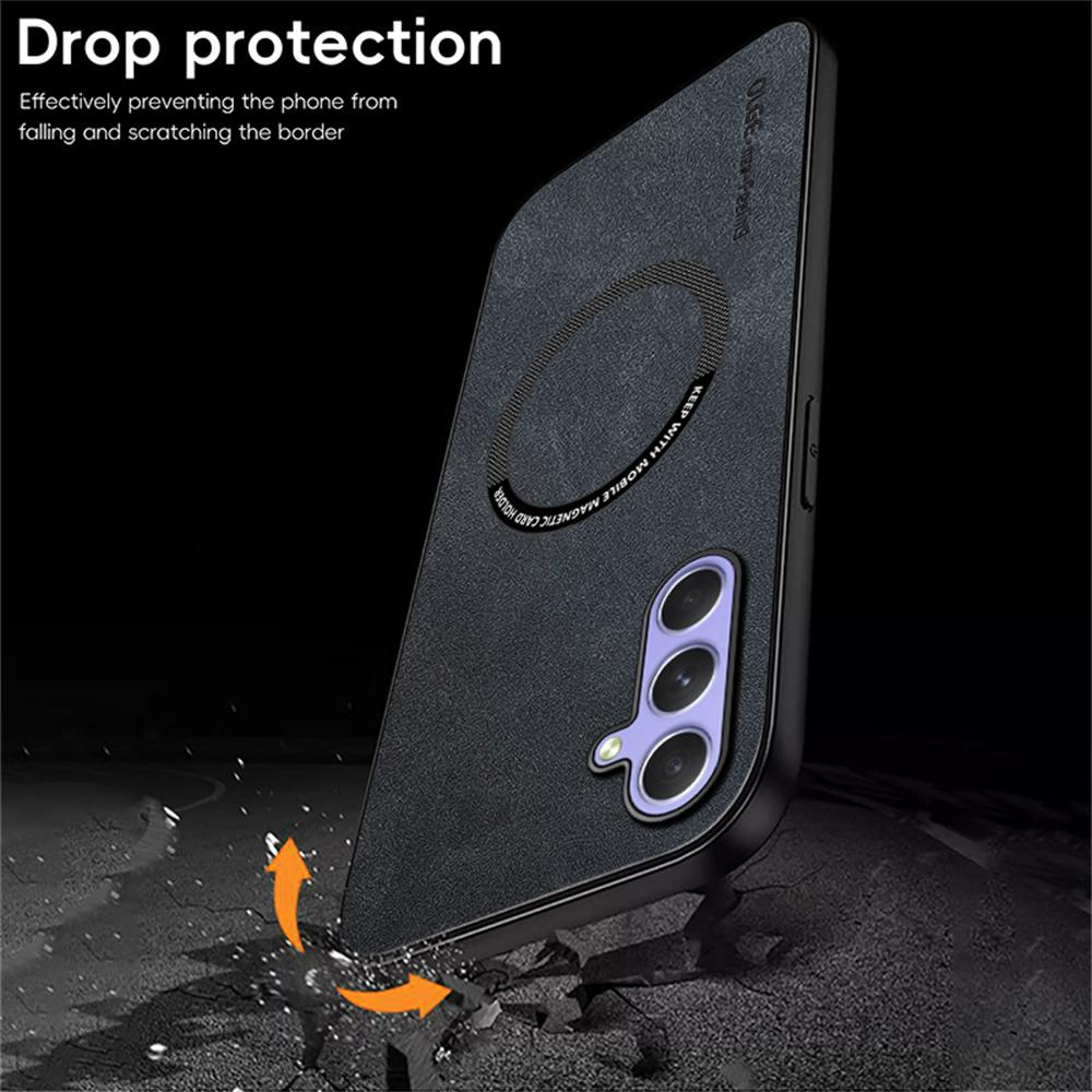 WANLONFENG YBP Series For Samsung Galaxy A24 4G (162.1mm) Magnetic Case with Tempered Glass Film PU+TPU Phone Cover Large Cutout