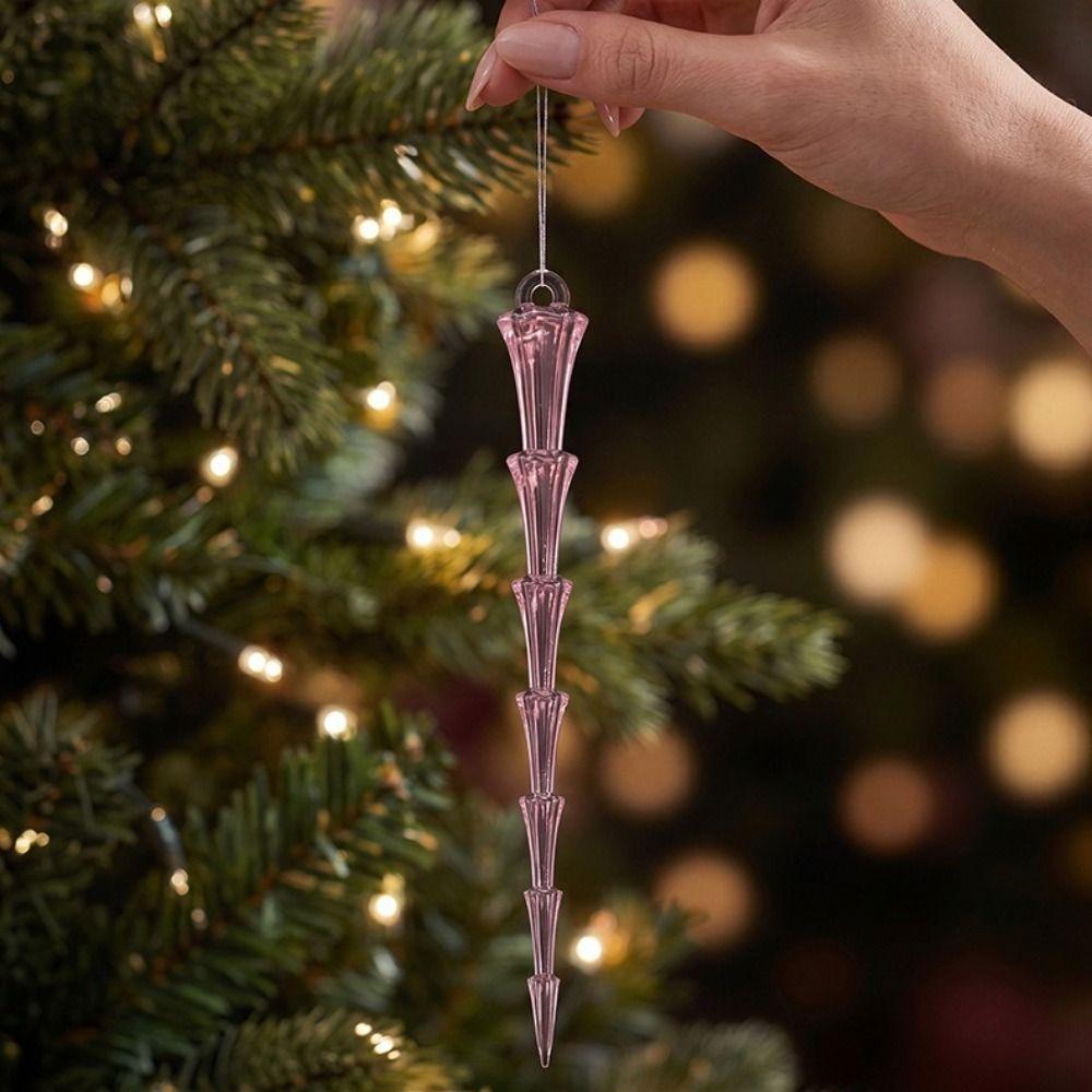 Acrylic Christmas Tree Pendants Twisted Water Drop Design Snowflake Ornaments Set Home Decoration