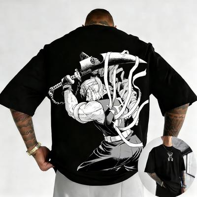 T-shirt Imprimé Demon Slayer Anime Tianyuan pour Homme Saison Printemps-Été Style Y2K Streetwear Homme et Femme