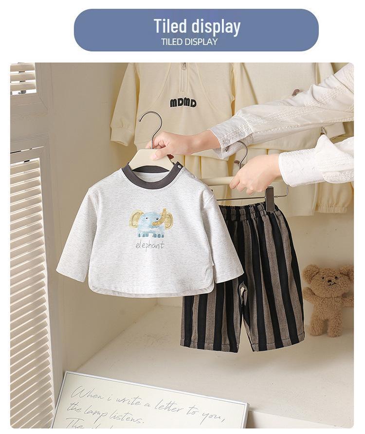 Completo Primaverile per Neonati Maschietti: T-shirt Carina a Cartoni Animati e Pantaloni Casual Versatili, Set Due Pezzi Stile Coreano per il Primo Compleanno
