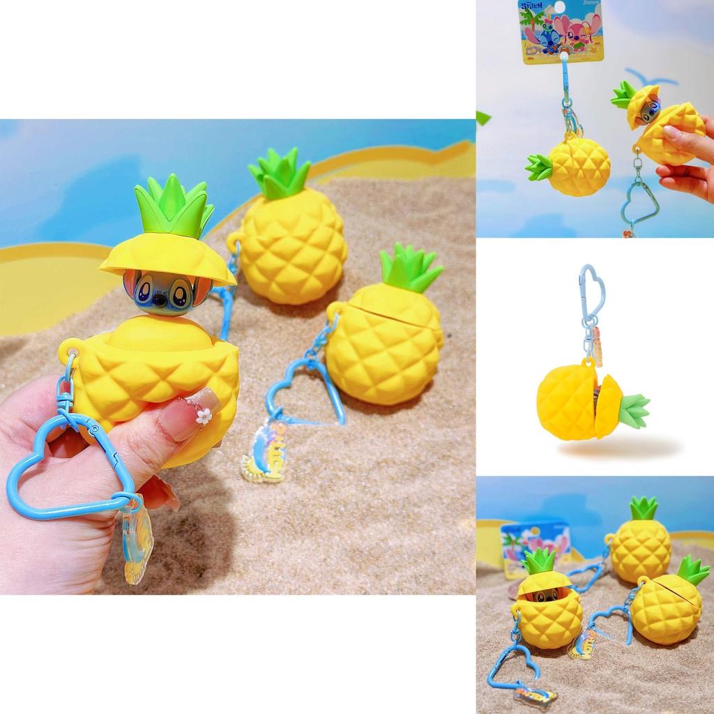 Stitch Summer Beach Collection Pineapple Silicone Keychain With Cute Character Design For Kids And Teens