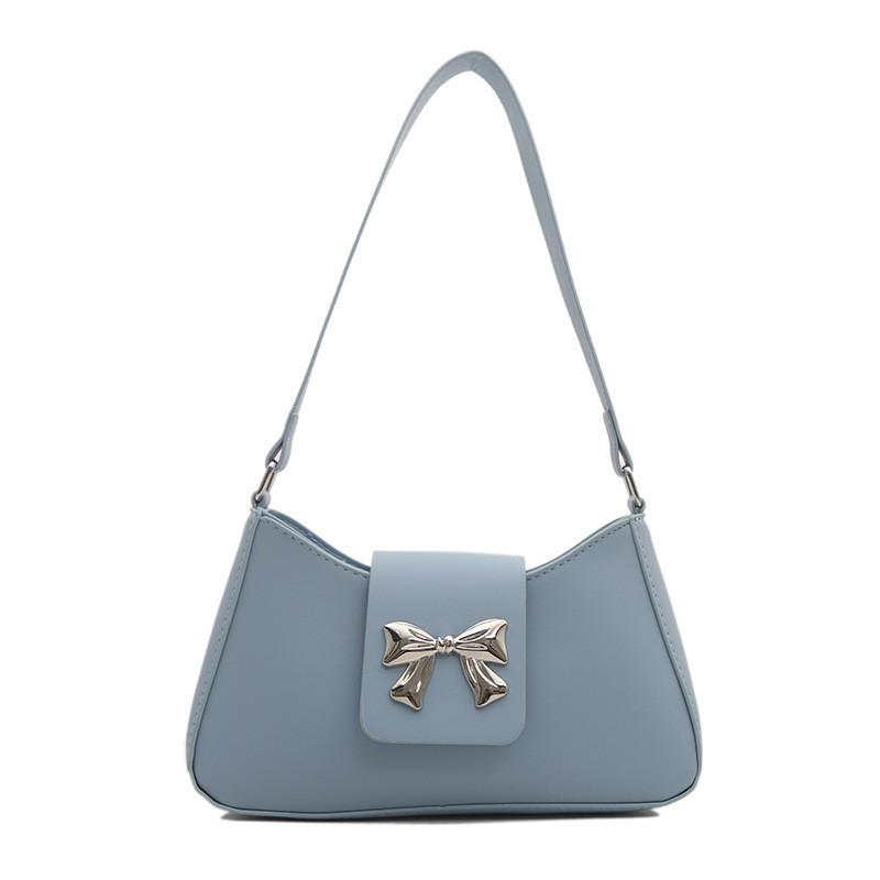 Chic French Butterfly Bow Shoulder Bag 2024 Summer Trendy Street Style Pu Material