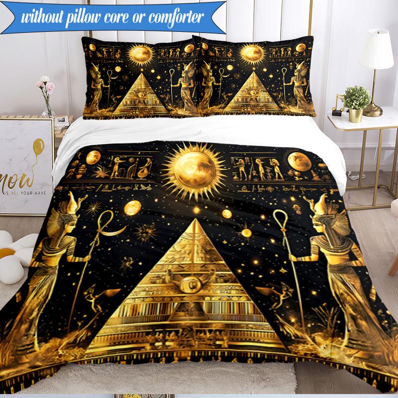 3-teiliges Bettwäsche-Set mit Pharaonen-Motiv, inklusive 1 Bettbezug und 2 Kissenbezügen. Perfekt für Schlafzimmer, Wohnheim, Weihnachtsgeschenk für Fans