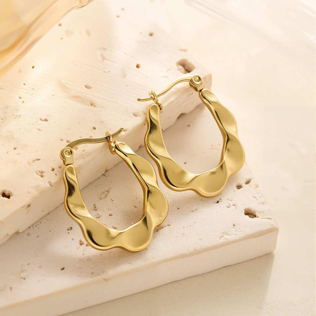 Raffinate Ear Cuff in Acciaio Titanio Oro 18k per Donna