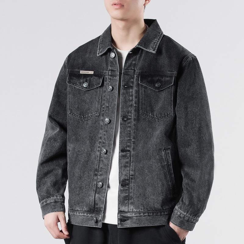 Vintage Jeansjacke Herren Herbst Raufbold Hübsche Werkzeugjacke Gewaschene Jeanskleidung