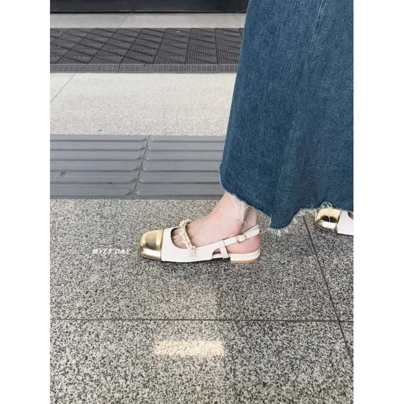 French Flat-soled Sandals Women's Korean Version of Versatile Xiaoxiangfeng Single Shoes Color Matching Fashion Front Bag Empty Skirt Mary Jane