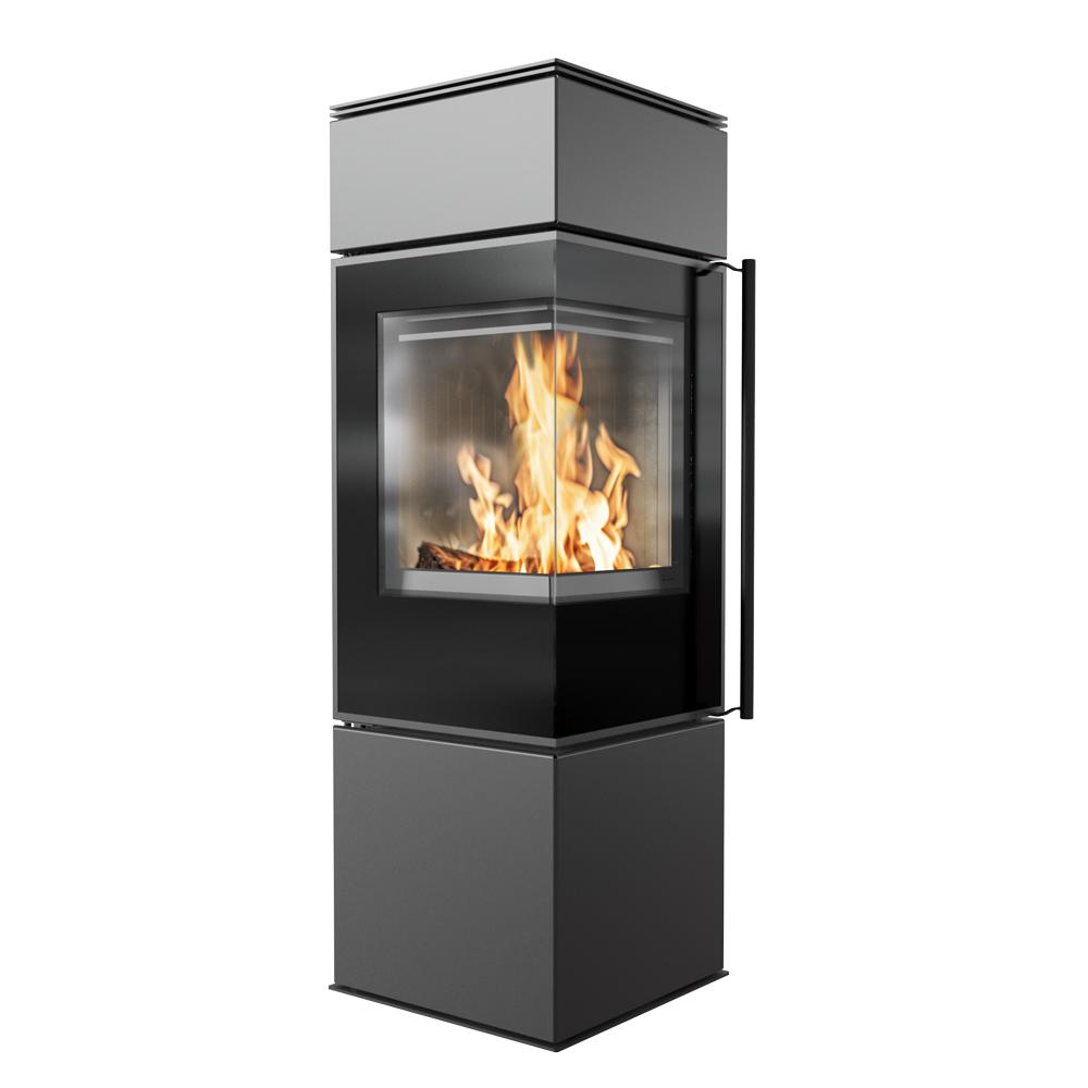 Freestanding Stove KRATKI REN S Left 7kW Ø150 Black Install Kit