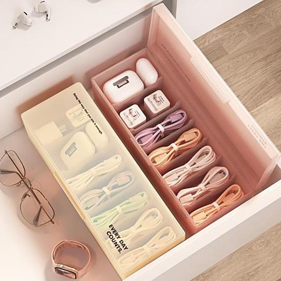 Dust-proof Transparent Convenient Wire Management Table Storage Box Key Jewelry Box Charging Cable Storage Box