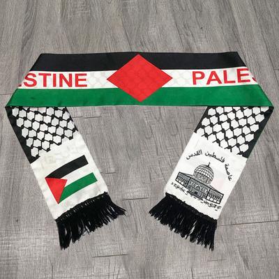 Palestine Nation Flag Print Scarf Fringed Satin Color Matching Unisex Patriotism Smooth Custom Palestine National Day Party Parade Neck Wrap
