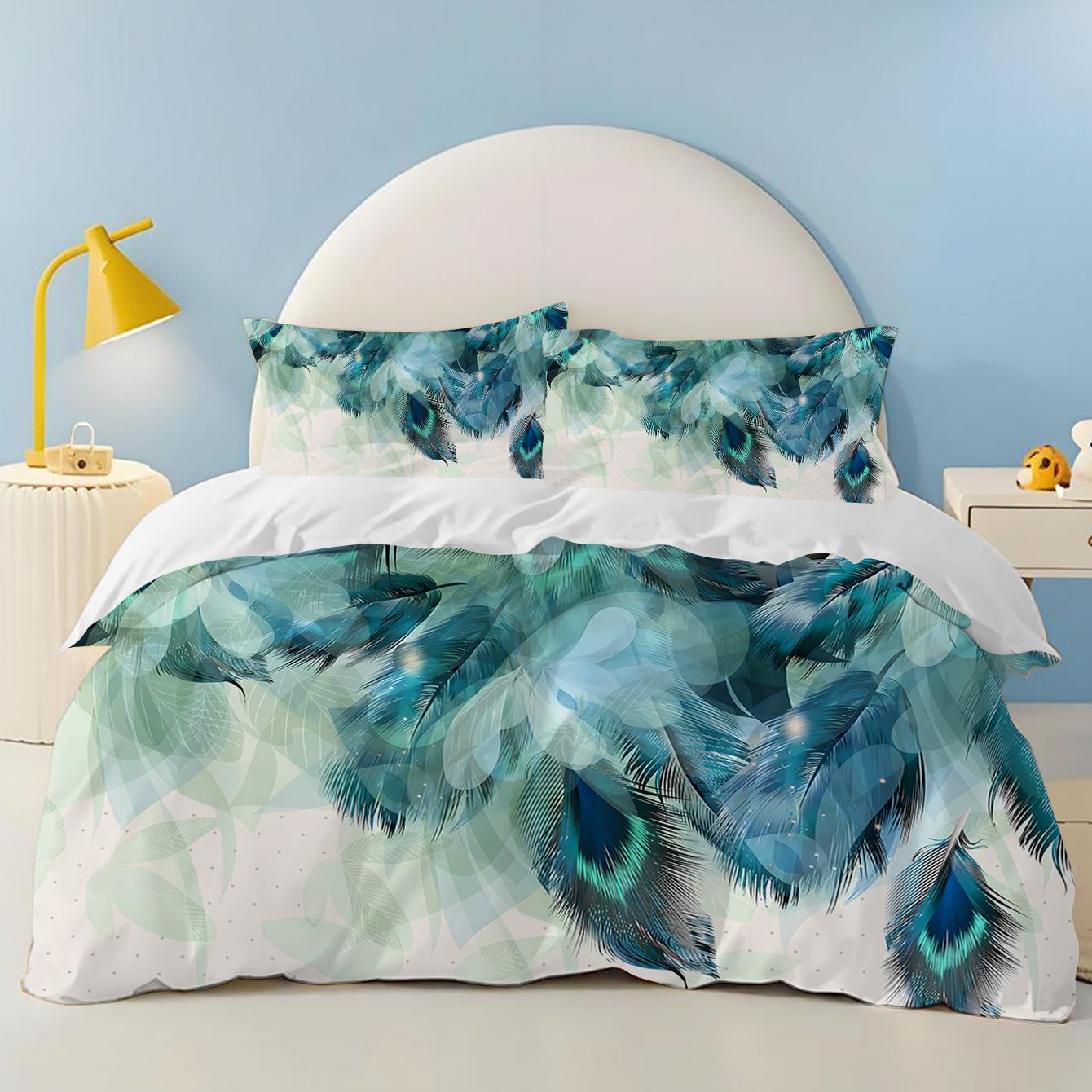 

Plants, leaves, green 100% Polyester Home Decor 3-Piece 1 Quilt Cover One Piece Bedding Set Comforte Exquisite Birthday Gift 135x200cm