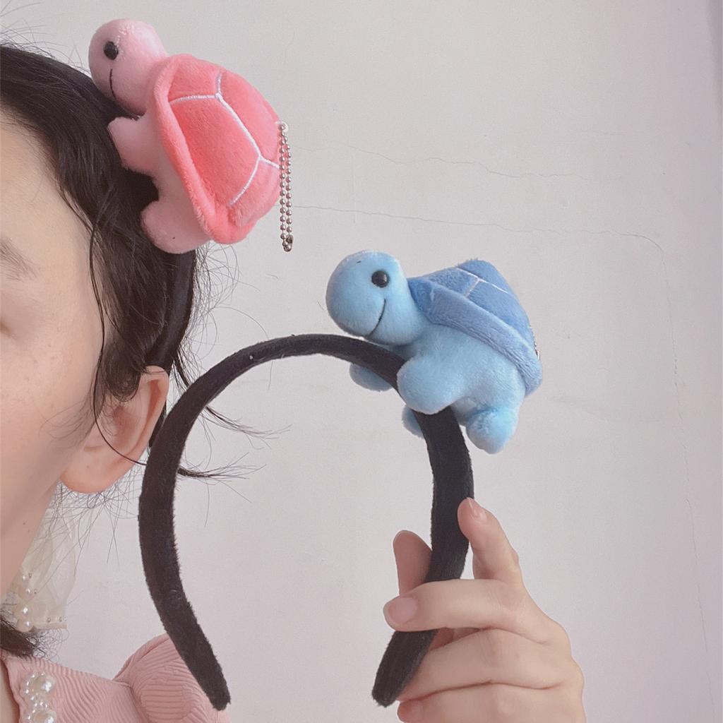 Cute Turtle Doll Plush Headband Wash Makeup Beach Vacation Hair Band Cartoon Animal Autumn Spring Headdress Hair Accessories