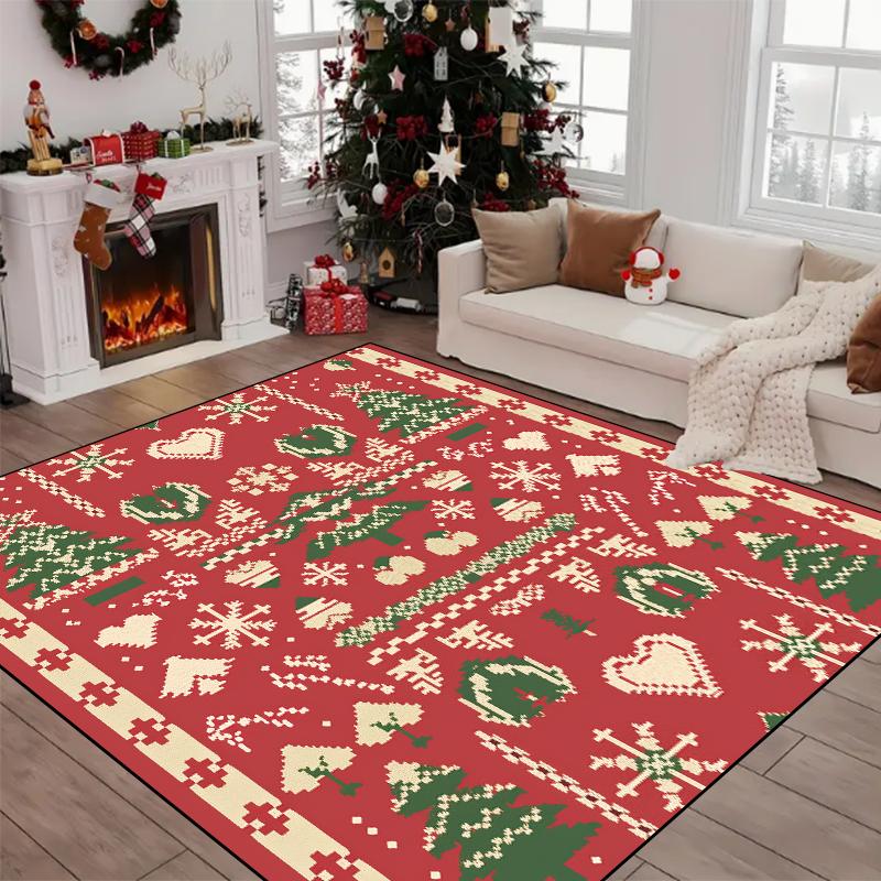 Christmas Themed Carpet Living Room Decoration Sofa Rug New Year Light Luxury Carpets for Bedroom Large Area Non-slip Floor Mats