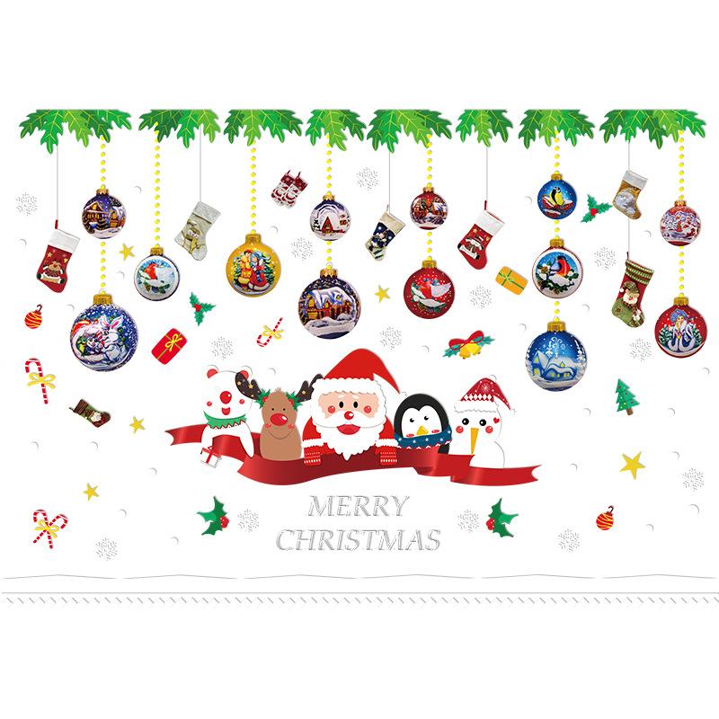 Santa Claus Electrostatic Sticker Window Display Festive Scene Decoration, Penguin Glass Door, Snowman Stickers