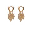 Temperament Light Luxury Exquisite Celebrity Style Full of Diamonds Zircon Leaves Ear Buckle Shows Face Thin Super Flash Fashion Versatile Ear Buckle