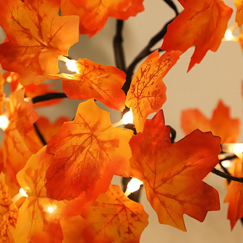 LED White Maple Leaf Tree Light - Decorative Night Light for Thanksgiving Atmosphere.