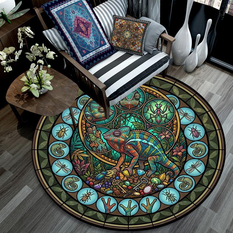 Aquatic Life Mandala Round Area Rug Under Office Chairs Bedroom Living Room Home Decor