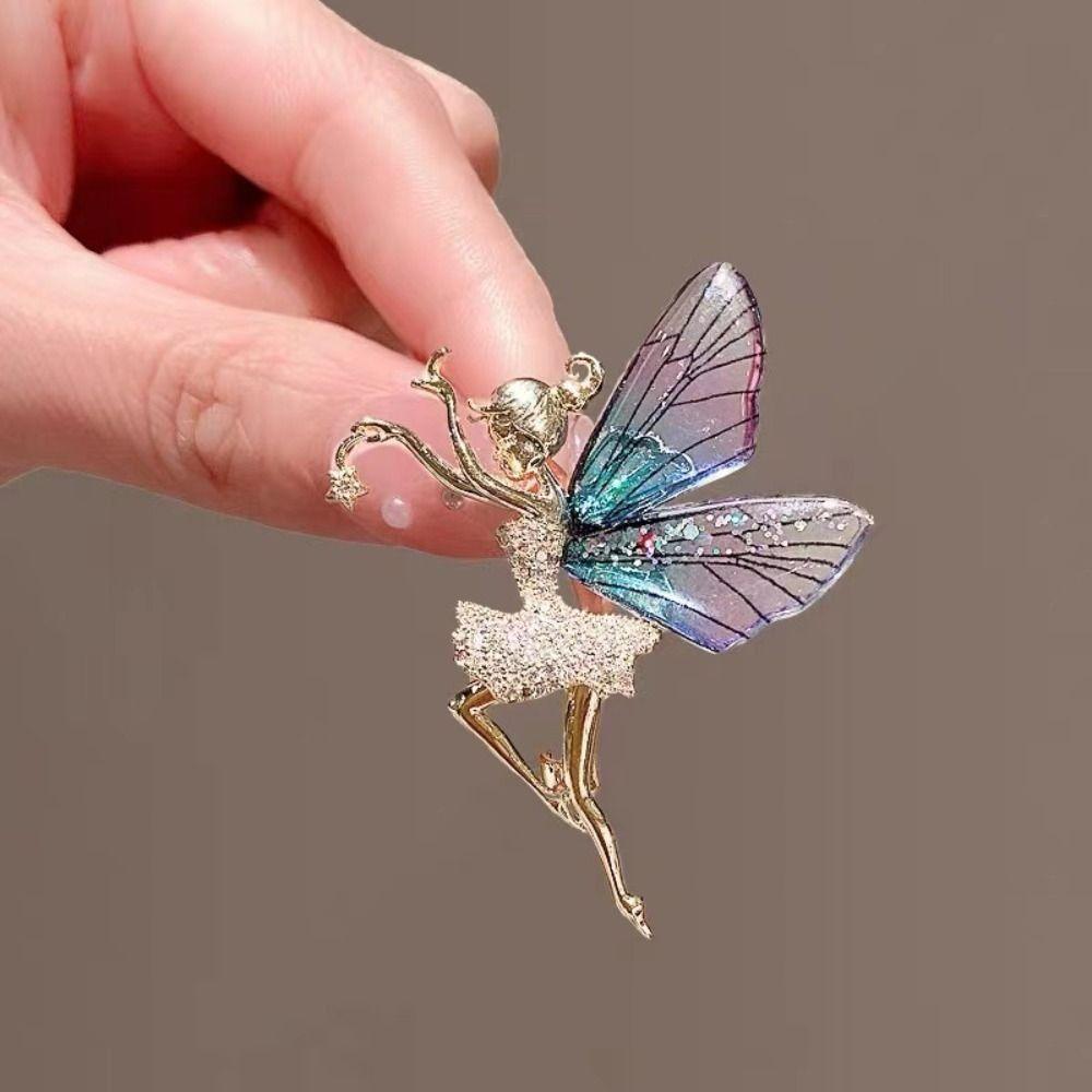 Clothes Accessories Dancing Girl Brooch Metal Women's Brooch Transparent Wings Brooch Party Favors