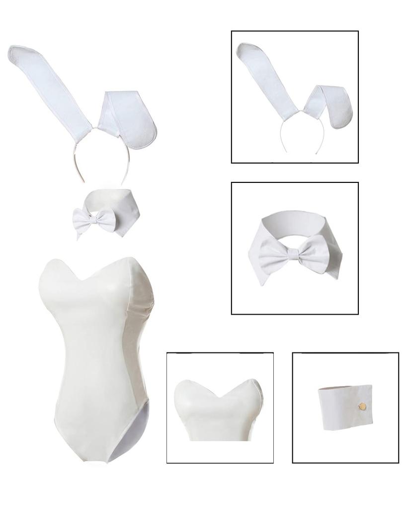 Bunny Girl Cosplay Sakurajima Mai White Faux Leather Bunny Costume High Leg Large Size Party Photoshoot Event Accessories Included Sakurajima Mai Mai