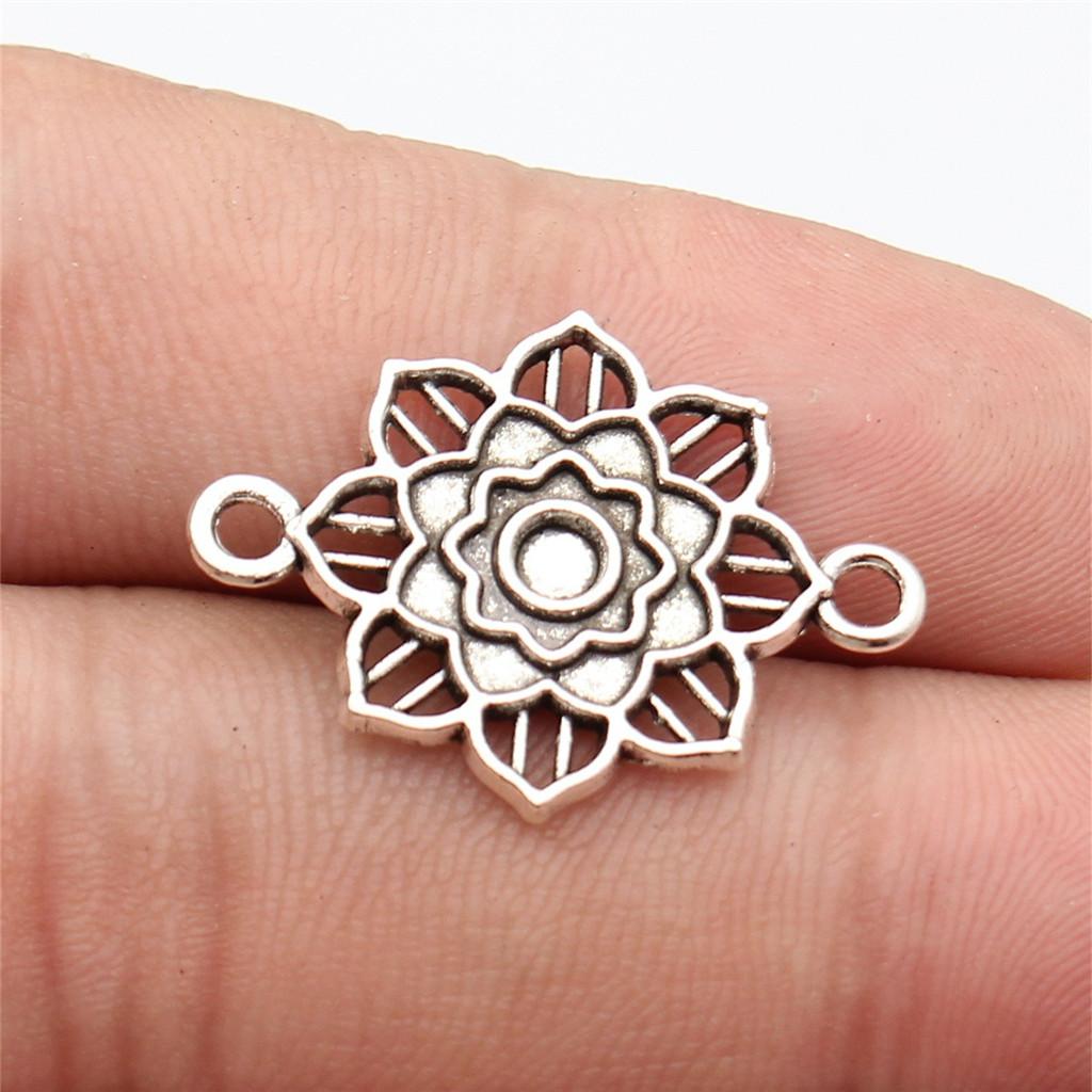 Flower Petal Connectors Botanical Themed Antique Bronze Zinc Alloy Jewelry Making Connect Charms Extender Connectors