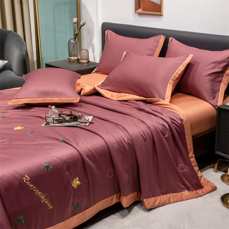 Summer Ice Silk Quilt Thin Section Air Conditioning Blanket Single Double Queen Size Bedding Set With Pillowcase