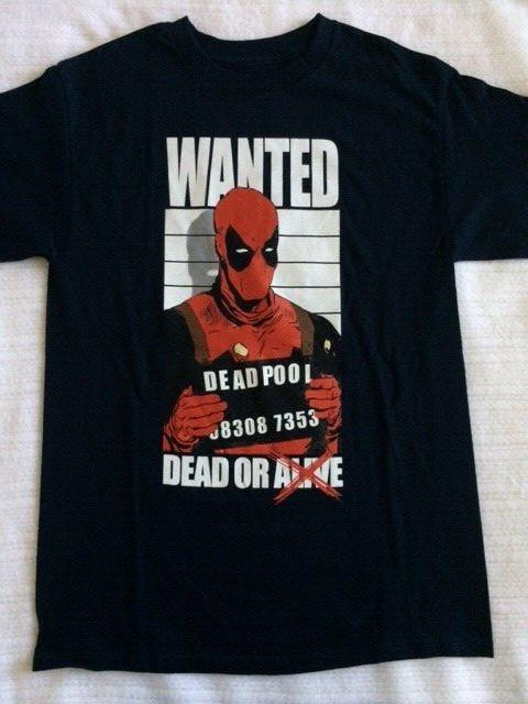 Marvel Comics Deadpool Wanted Dead or Alive Blue T-shirt New Unworn S разноцветный