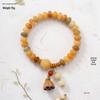 Pulsera de Topacio Crema Raíz Bodhi: Cuentas budistas unisex de doble círculo con motivos de ábaco y loto