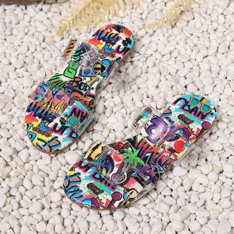 Fashion Women Slippers Flower Bohemian Pattern Sandals Fashion Big Size Slippers Home Casual Lightweight Shoes Flip Flops Slides Women