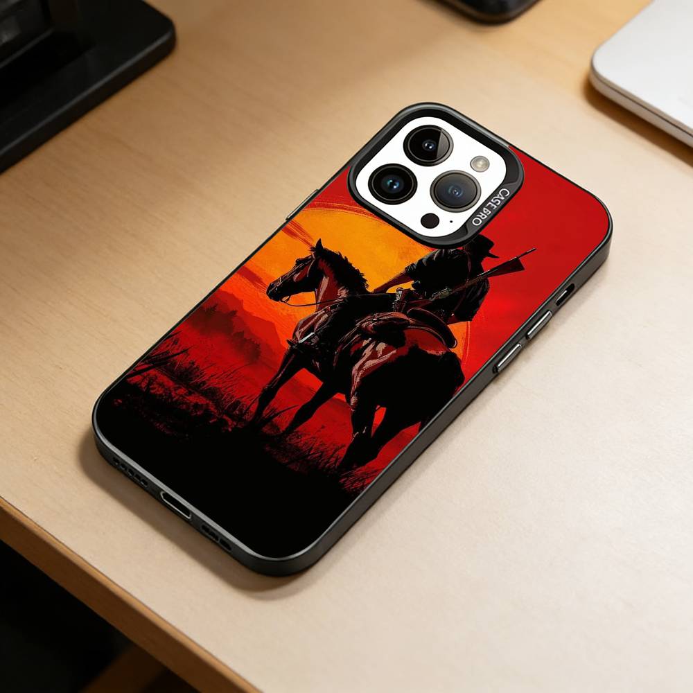 Custodia per telefono di Red Dead Redemption 2 per iPhone 17,16,15,14,13,12,11 Plus,Pro Max,XS,Interno Rivestito Argento Colorato