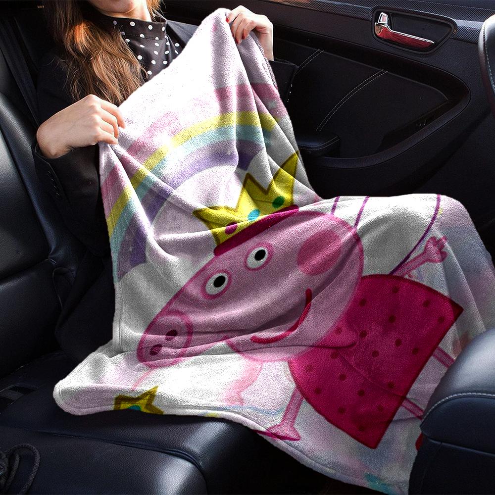 Peppa Pig Theme Printed Blanket - Perfect for Couch, Bed, Travel & Outdoor Use | Machine Washable, Cozy & Durable.