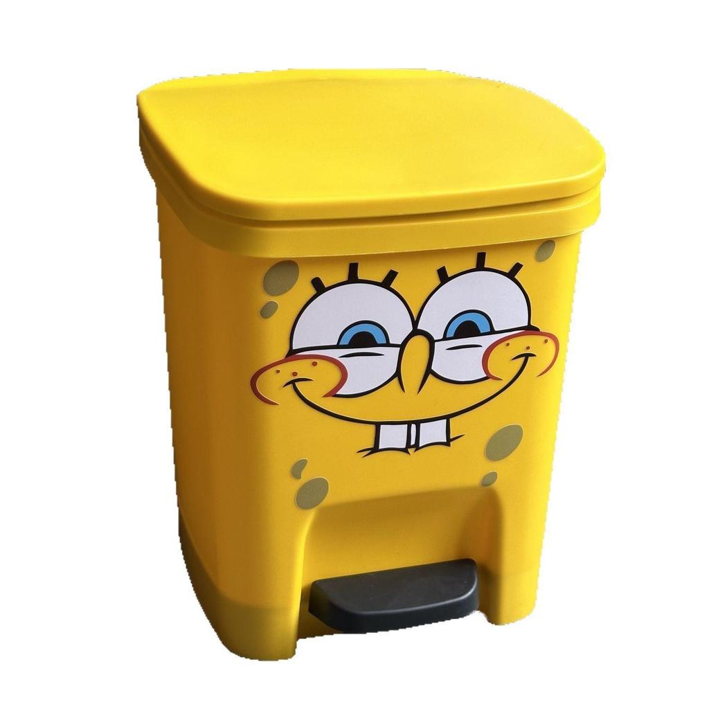 SpongeBob Cartoon Foot-Operated Trash Can with Lid for Living Room, Bedroom, Bathroom